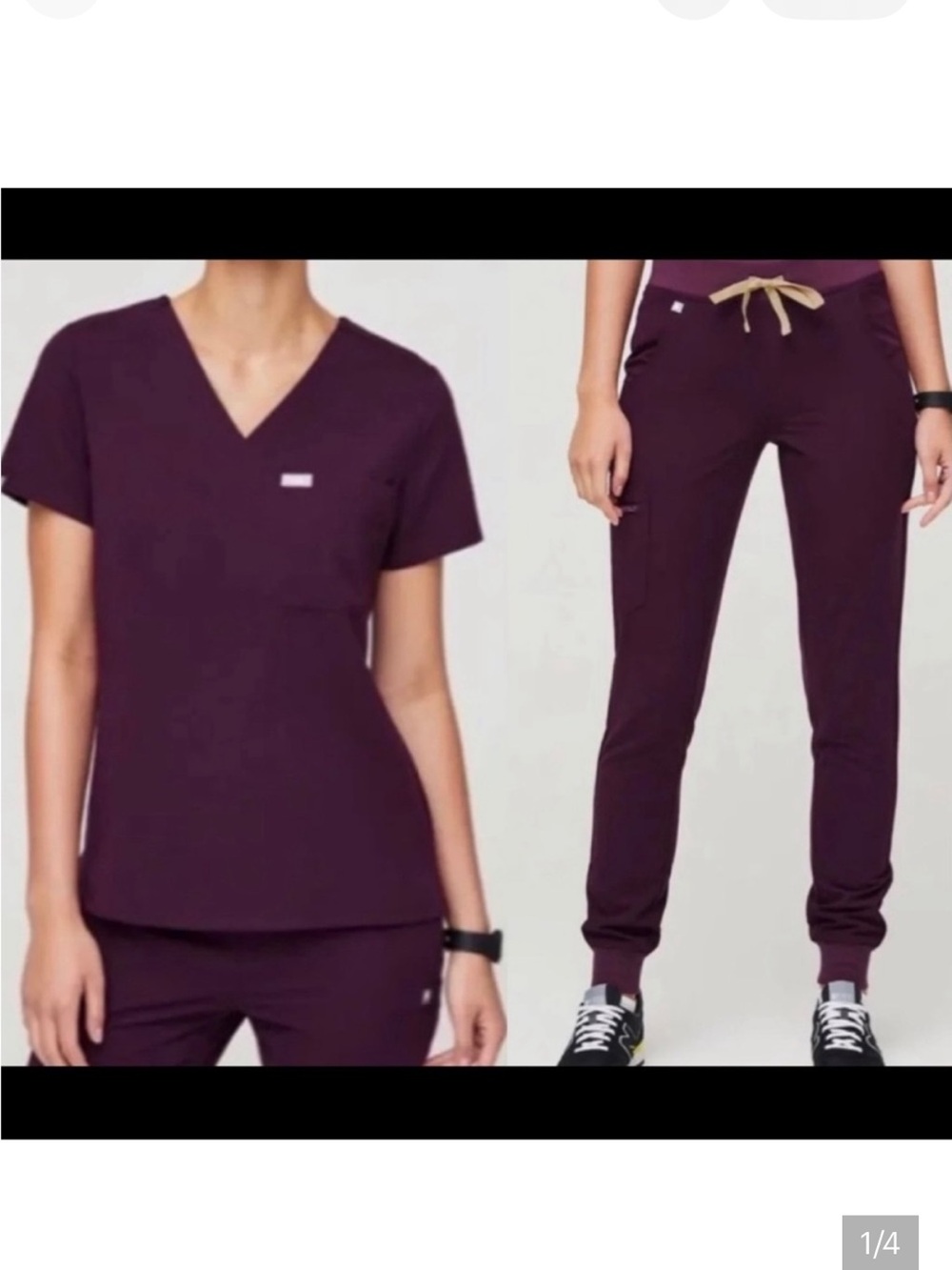 Figs Deep Purple Scrub Top and Jogger Pants Set